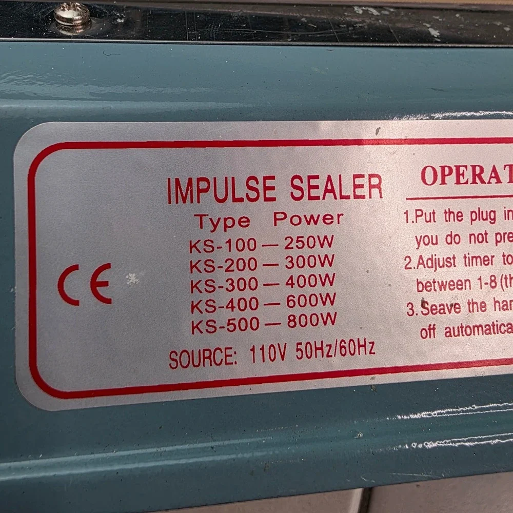 KS-200 Impulse Sealer 8 Inch Manual Heat Sealing Machine 110V 300W Blue T1
